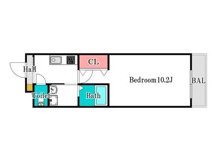 AQUA 棟(1K/1階)の間取り写真