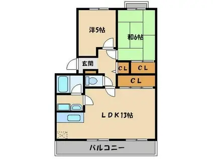 グランドゥール住吉B(2LDK/2階)の間取り写真