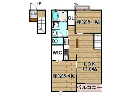 グランデ アルベロ(2LDK/4階)の間取り写真