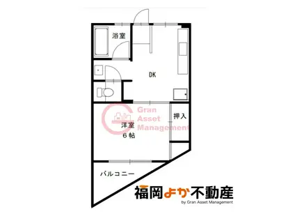 大濠パークイン(1DK/2階)の間取り写真