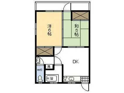 おにつかハウス(2DK/2階)の間取り写真