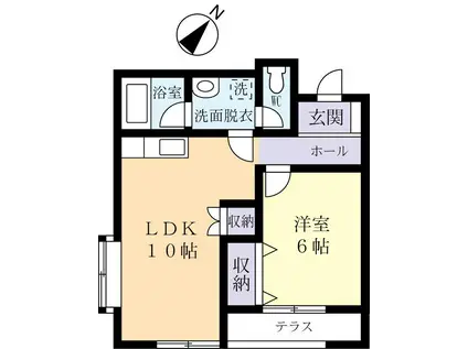 二の宮タウンハウスW(1LDK/1階)の間取り写真