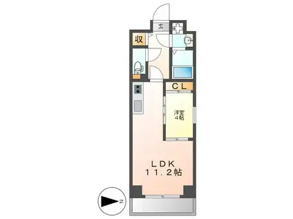 S-FORT北千種(1LDK/4階)の間取り写真