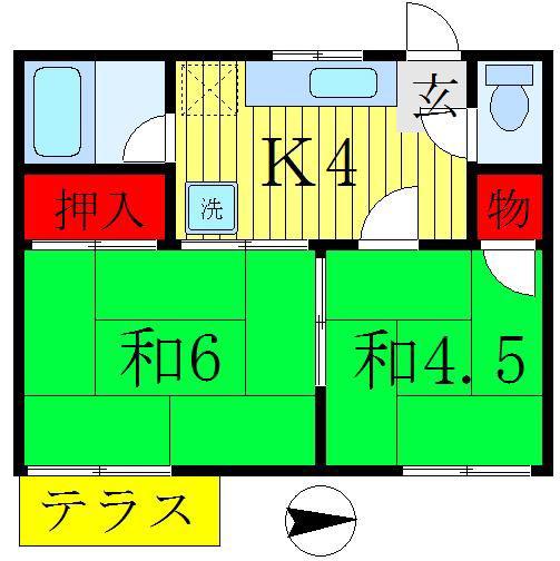 サンハイツ(2K/1階)の間取り写真