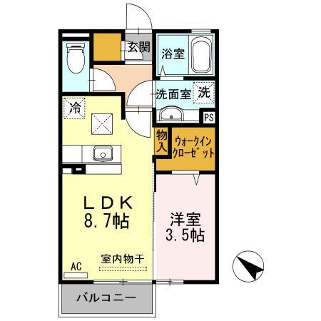 フェアプラッツB棟(1LDK/1階)の間取り写真
