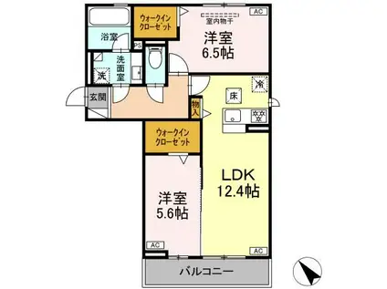 D AVANCE六名新町(2LDK/3階)の間取り写真