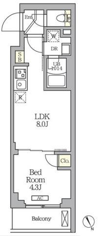 クラリティア馬込(1LDK/1階)の間取り写真