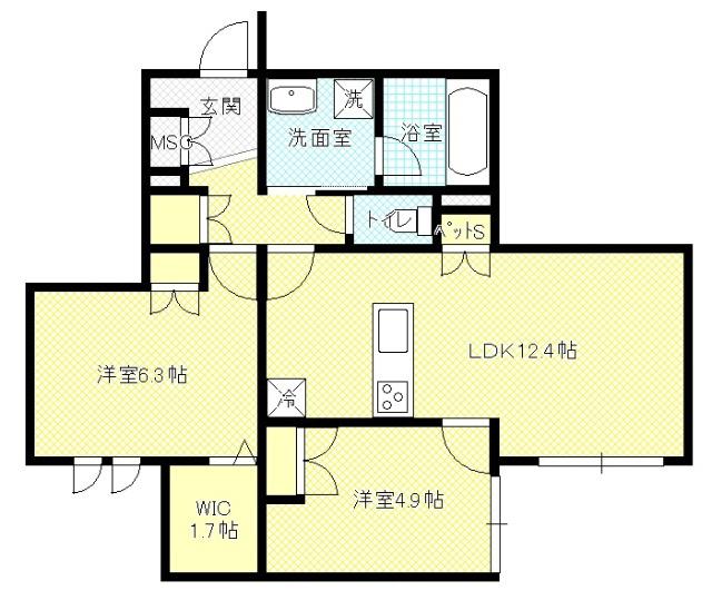 CASA CLAIR(2LDK/1階)の間取り写真