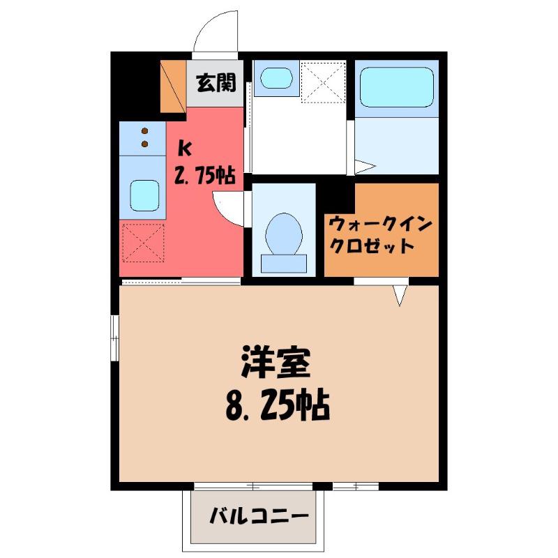 リヴァージュねぎし(1K/2階)の間取り写真