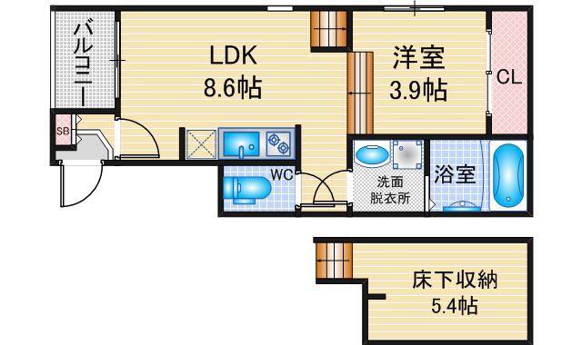 ハーモニーテラス愛知町V(1SLDK/1階)の間取り写真