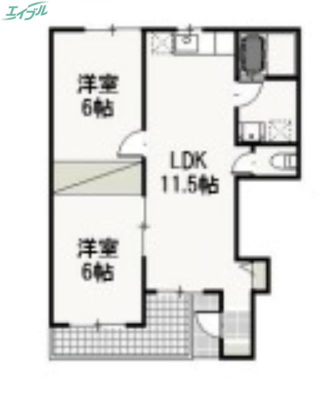 アドヴァンスSHII(2LDK/1階)の間取り写真