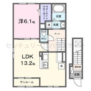 エレガンス メゾン I(1LDK/2階)の間取り写真