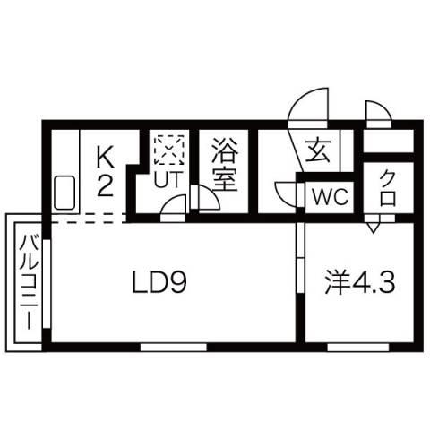 SUNNY SPOT(1LDK/3階)の間取り写真