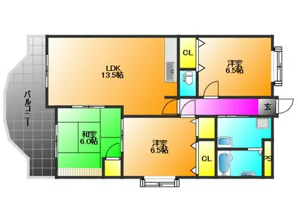 コンドミニアム都麗殷(3LDK/1階)の間取り写真