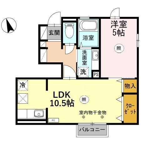ノーブル照手(1LDK/1階)の間取り写真