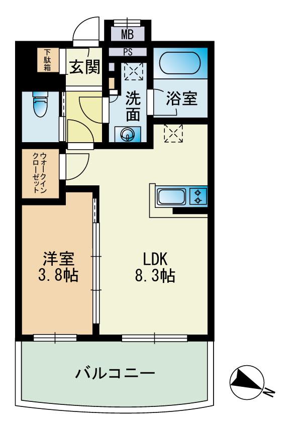 パークアクシス博多(1LDK/13階)の間取り写真