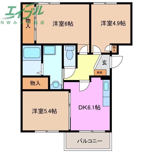 スターブルWAKO(3DK/2階)の間取り写真
