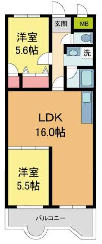 ジョイフル北町(3DK/1階)の間取り写真