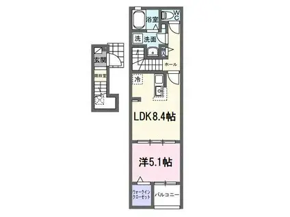 西条町寺家アパート A(1LDK/2階)の間取り写真
