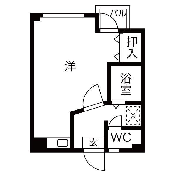 ゴールドハイツ(ワンルーム/1階)の間取り写真
