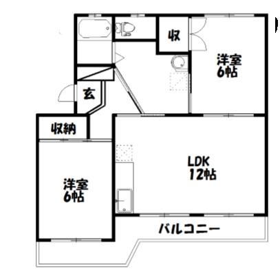 神谷マンション(2LDK/2階)の間取り写真