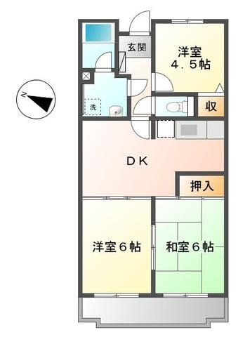 ランデス・コイヌマII(3DK/3階)の間取り写真