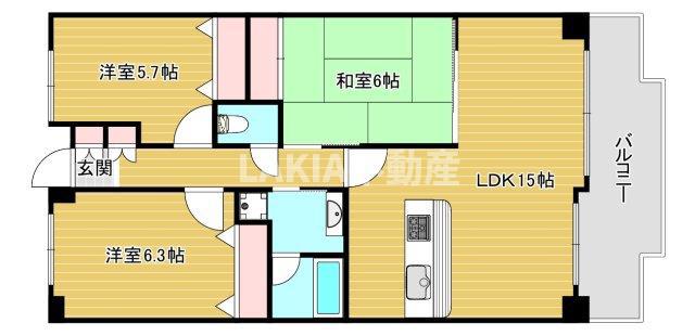 グランドメゾン江戸堀(3LDK/9階)の間取り写真