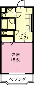 サンモールK2(1DK/1階)の間取り写真