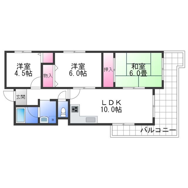 グランディール和泉(3LDK/4階)の間取り写真