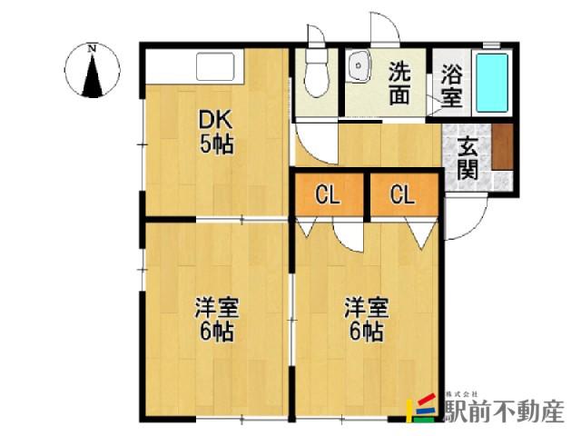 アムールKOU  A棟(2DK/2階)の間取り写真