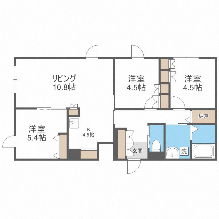 ビラ・ソラシア(2LDK/3階)の間取り写真