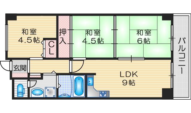 サンパレス桃山台(3LDK/6階)の間取り写真