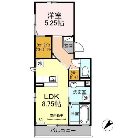 ラヴィトピア新町(1LDK/3階)の間取り写真