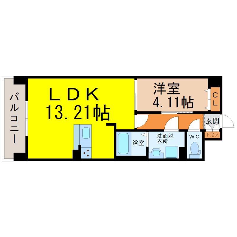 PRIMAL千種LUNO(1LDK/12階)の間取り写真