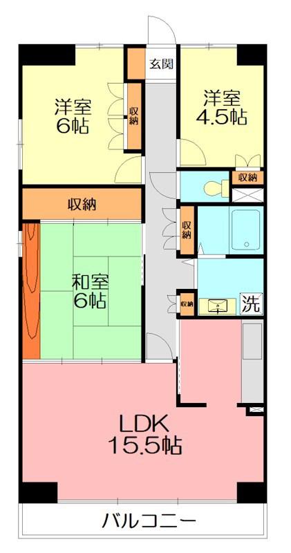 本厚木ロイヤルマンション(3LDK/6階)の間取り写真