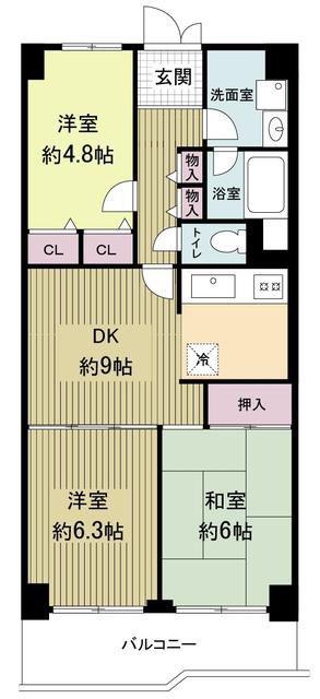横浜スカイハイツ(3DK/6階)の間取り写真