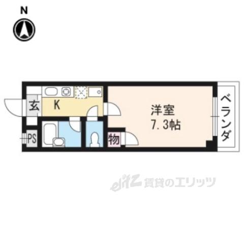 アンブラッセⅡ(1K/2階)の間取り写真