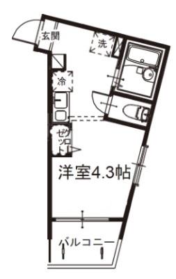 メルディア与野本町IIA(ワンルーム/1階)の間取り写真
