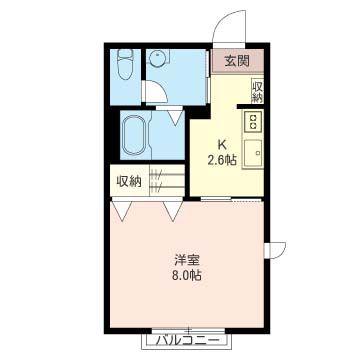 クレセント A棟(1K/1階)の間取り写真