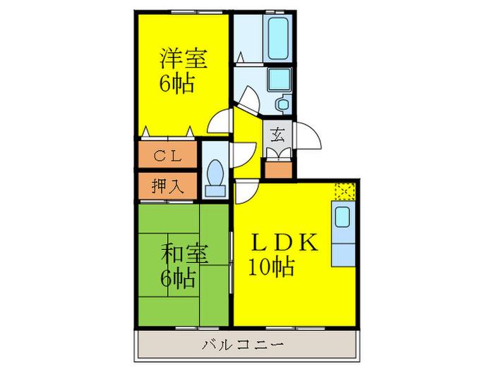 セジュール・プランタン(2LDK/2階)の間取り写真