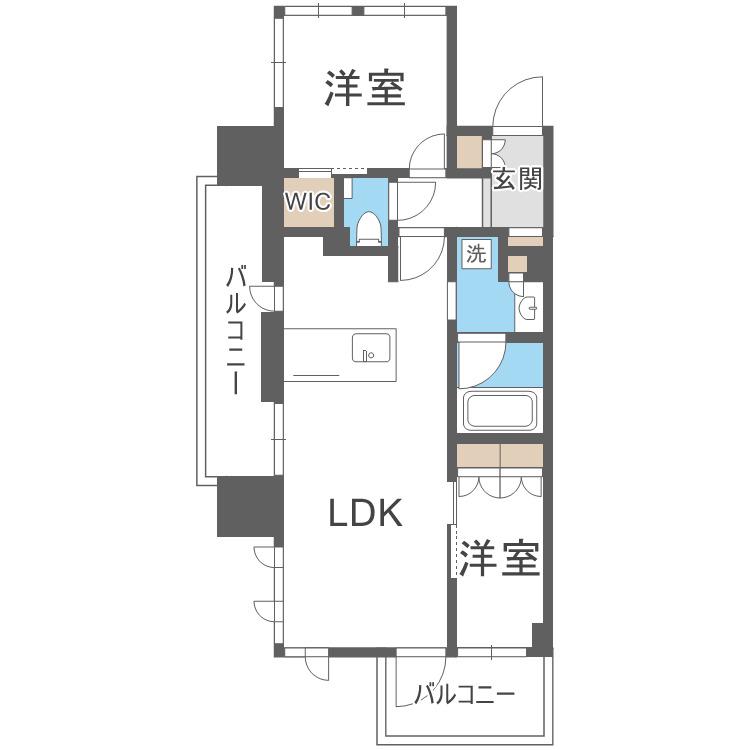 ザ・パークハビオ都島フロント(2LDK/4階)の間取り写真