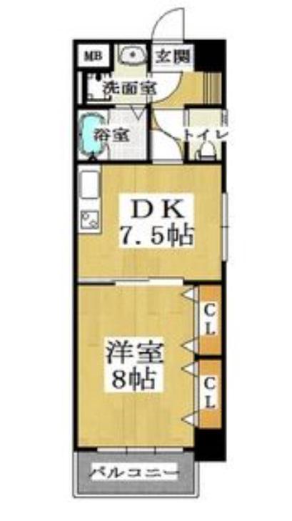 セントアミール南久宝寺(1DK/2階)の間取り写真