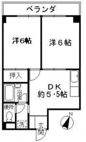 藤平ビル(2DK/2階)の間取り写真