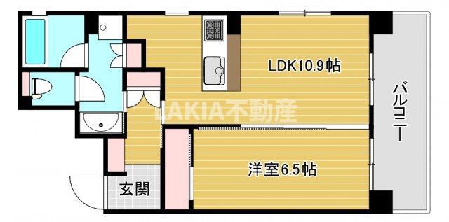 リーガル四ツ橋II(1LDK/6階)の間取り写真