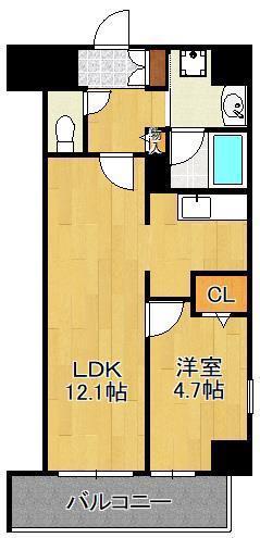 テゾーロ行橋(1LDK/2階)の間取り写真