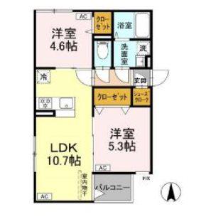 ウィンドテラス千住緑町(2LDK/3階)の間取り写真