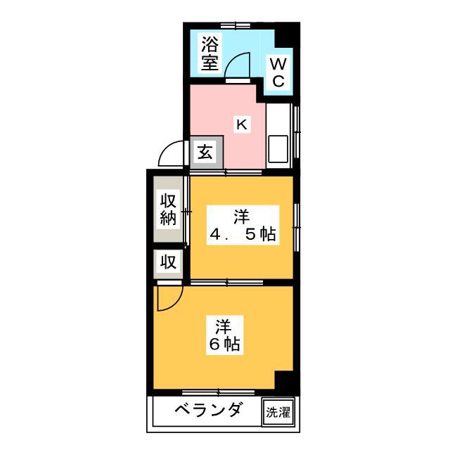 ライフ芙蓉(2K/4階)の間取り写真