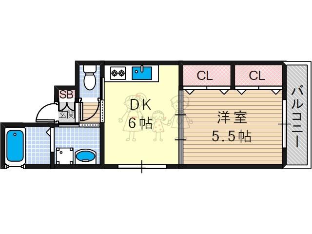 グローパレス湯里(1DK/1階)の間取り写真