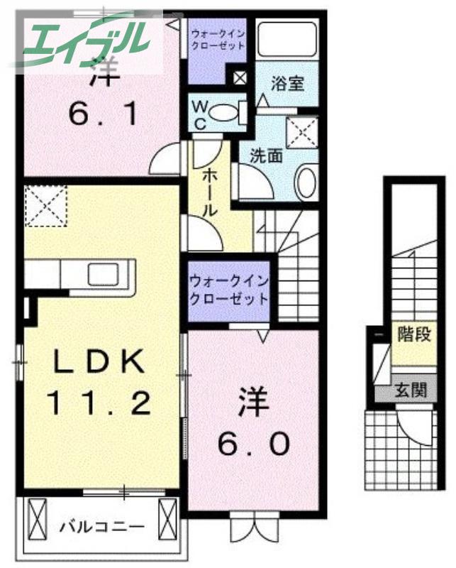 アヴァンティIV(2LDK/2階)の間取り写真