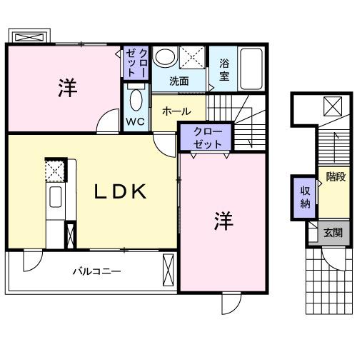 エスターテ(2LDK/2階)の間取り写真
